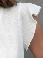 T-shirt européen américain ample à col en V et manches à volants